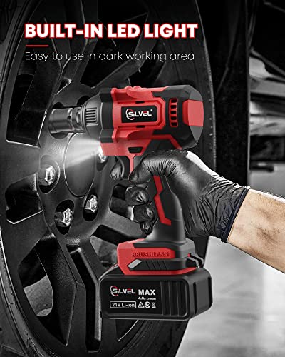 image for SILVEL 21V Cordless Impact Wrench 1/2 inch，370 Ft-lbs Max Torque(500