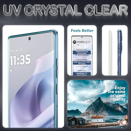 Image of FIRST MART Military-Grade UV Tempered Glass For Motorola G96 5G (6.67 Inch) With Easy Installation Kit | Edge-To-Edge Protector Coverage | Crystal Clear, Pack of 2