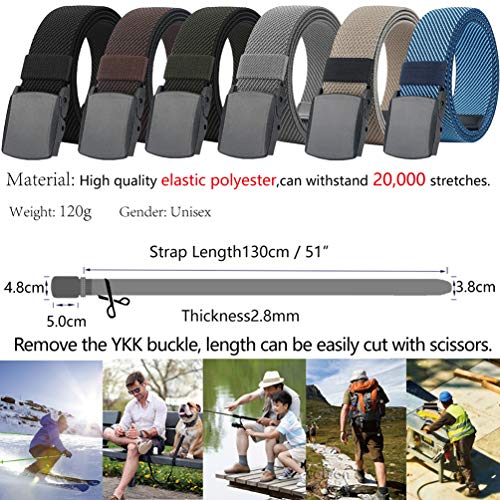 Image of LionVII Men's Stretch Belts,Casual Web Belt for Men Plastic Buckle for Work Sports,Adjustable Trim to Fit 27-49 inch Waist