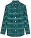 Amazon Essentials Men's Long-Sleeve Regular-Fit Stretch Poplin Shirt, Gold Green Checked, Small