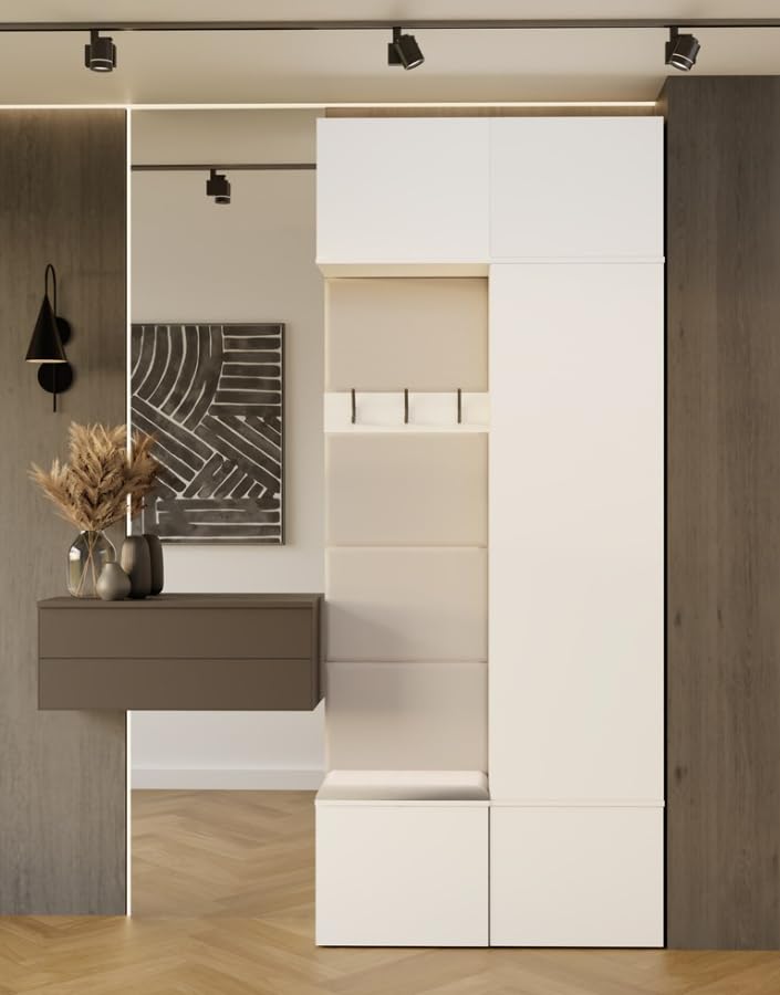 BDW HAGA II 1SZ1W - Set di armadi, panchina, altezza 238 cm, larghezza 100 cm, profondità 35 cm, modulare, corridoio, scarpiere e giacche