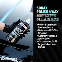 Auto Politur Set | Sonax Polish & Wax Color Schwarz 250ml Autopolitur + Polierschwamm + Poliertuch | Polierpaste für dunkle Metalliclacke zur Entfernung kleiner Kratzer | Polierset – Ansicht 3