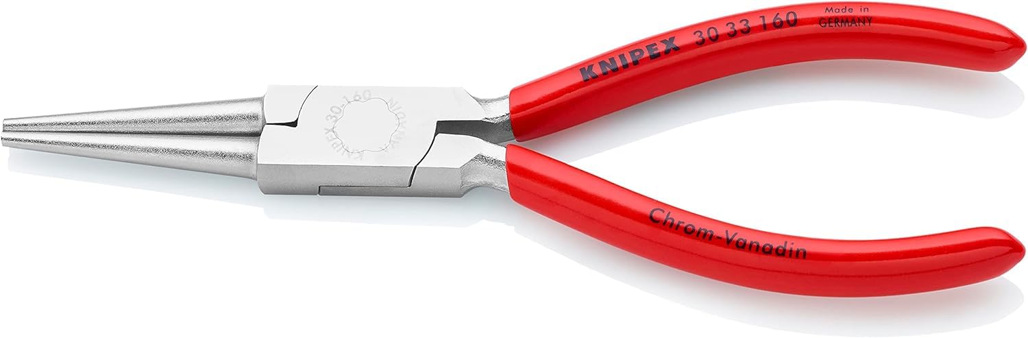 KNIPEX Long Nose Pliers Chrome-Plated with Plastic Coating 160 mm, 30 33 160