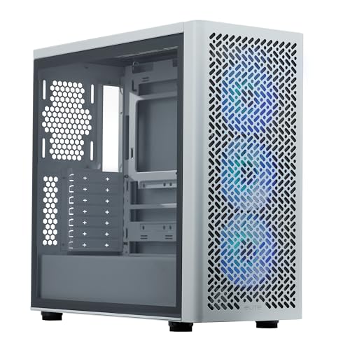 Image of Cooler Master Elite 502 White ATX High Airflow Minimalist PC Case, 410mm GPU Max, Compatible RTX 5090 RX 7090 XT, 360mm AIO Max, Type C, Tempered Glass, Triple 120mm aRGB Fan, Intakes Grill