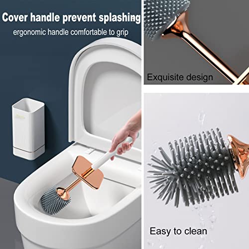 Image of Silicone Toilet Brush, Toilet Brush and Holder, Toilet Cleaning Brush, Wall Mounted Toilet Brush for Bathroom Elegant, Durable (Black)