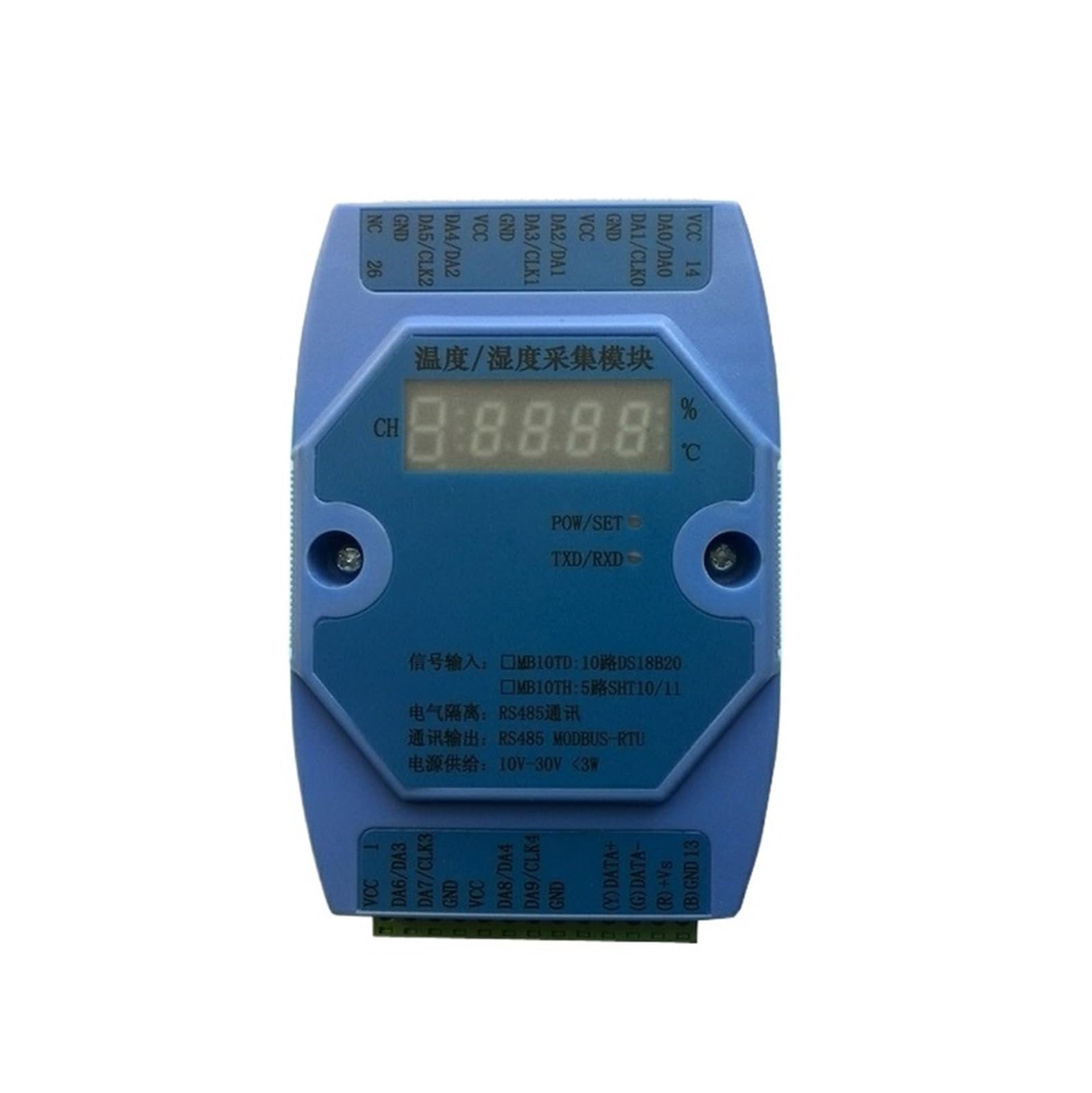 Temperatura y humedad controladas con 5 módulos de adquisición multicanal RS485