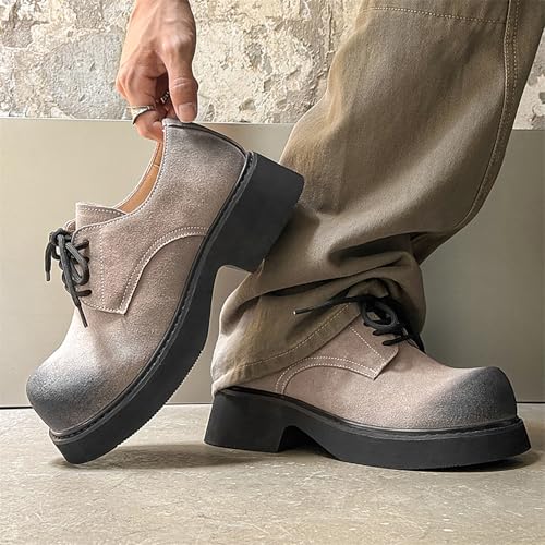 Men's Big Round Toed Lace Up Platfrom Oxfords Comfort Chunky Heel Non Slip Derby Shoes for Stylish Leisure Work Dress4