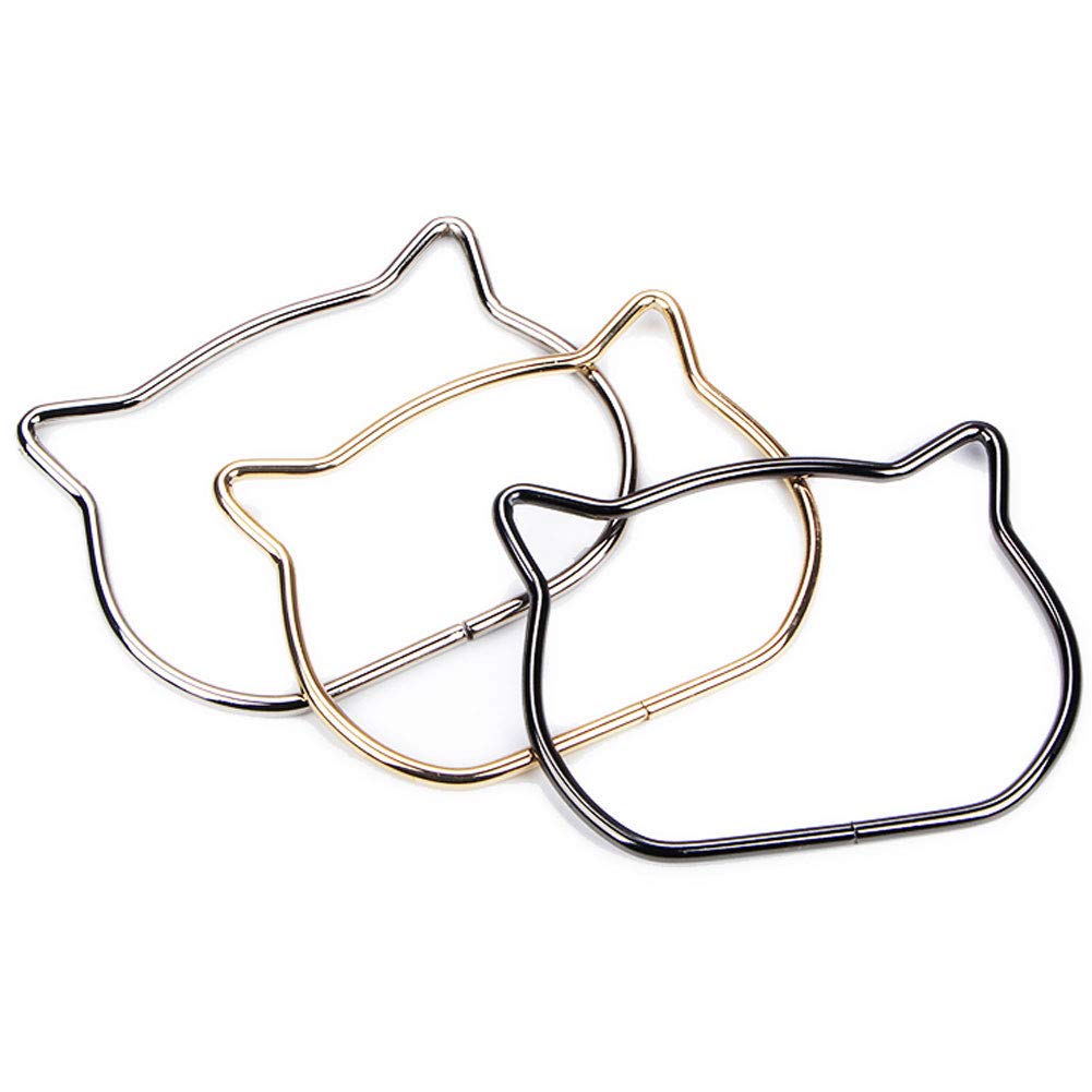 3 Pcs Dia. 118mm/4.65" Cat Shape DIY Craft Bag Metal Handles Frame
