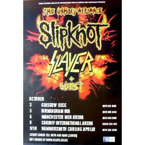 Affiche Slayer Slipknot Unholy Alliance 51x76 cm pour remplacer une deco murale fade