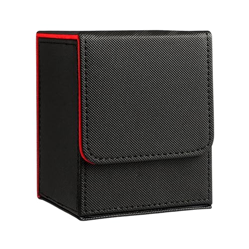 Zettokete MTG Deck Box with 2 Dividers, Large Capacity Commander Deck Box Fits 100+ Double-Sleeved Cards, PU Leather Card Case Compatible with Magic Commander YuGiOh TCG CCG, Black