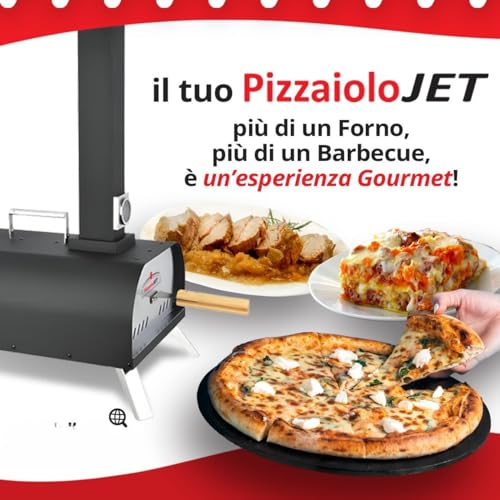 Pizzaiolojet Forno Per Pizza A Pellet - Compatto E Portatile, Barbecue Pizza Con Pietra Refrattaria, Acciaio Inox, Ideale Per Esterni - Cottura Veloce - 4