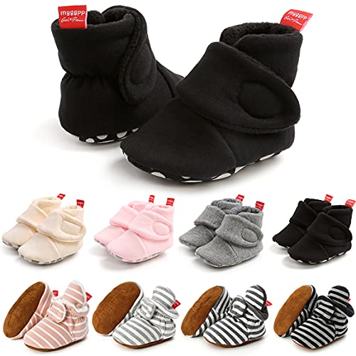 Image of QWZban Baby Booties Infant Newborn Boys Girls Slippers Warm Crib Sock Shoes Indoor First Walkers Prewalker