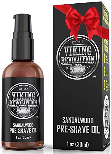 Viking Revolution Sandalwood Pre-Shave Oil for Men - Smooth, Irritation-Free Shave, 1 Fl Oz - All Skin Types