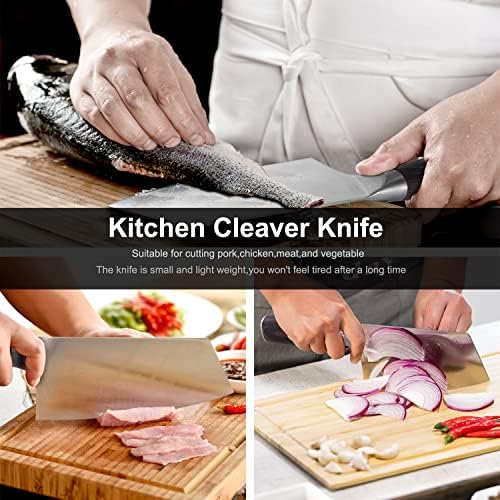 KENTROON 6.5inch Cleaver Knife Chinese Chefs Knife Vegetable& Meat Cleaver with High Carbon Stainless Steel Gift Box Included for Home Kitchen and Restaurant