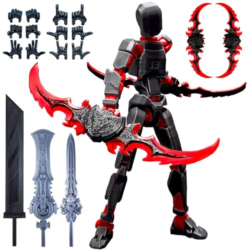 altuco T13 Action Figure Set,Titan 13 Action Figure with Multiple Accessories,Easter Basket Stuffers for Boys (Black-red)