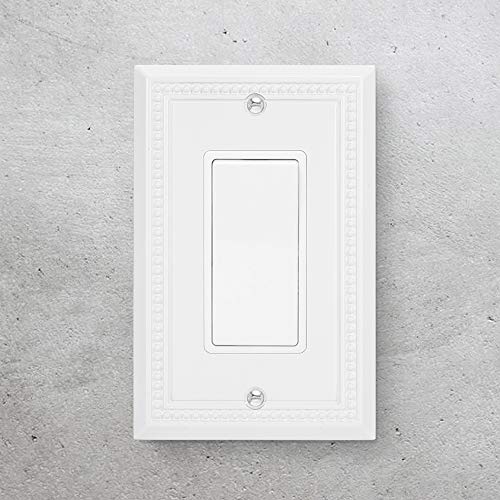 Image of Henne Bery Sunken Pearls Heavy Duty Decorative Wall Plate Switch Plate Outlet Cover (Single Decorator, 3 Pack, White)