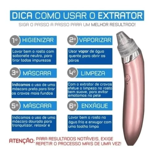 Removedor de Cravos Extrator Sugador Espinhas Poros Cleaning Acne a Vácuo Elétrico Aparelho Sucção D