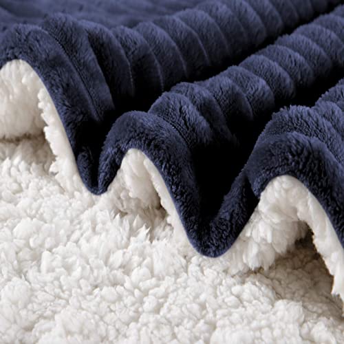Emme Baby Blanket Fuzzy Sherpa Fleece Blanket Soft Reversible Warm Receiving Blankets For Toddler, Infant, Boys And Girls Gift Reversible Cozy Blanket For Crib, Stroller, Nap, Outdoor (Navy, 30"X40") #TOP5