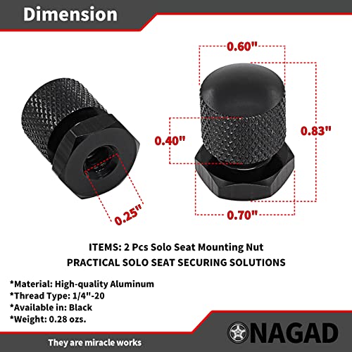 Solo Seat Mounting Nuts For Harley Davidson Touring Softail, Harley Seat Mount Fastener Hardware, Harley Solo Seat Nuts (Pack Of 2, Black) #TOP5