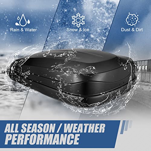 Image of Auto Dynasty Hard Shell Roof Top Mount Car Storage Travel Luggage Box Cargo Carrier, 55 (L) x 34.5 (W) x 14 (H) Inches, Capacity 110 Pounds, 12.7 Cubic Feet (Tool-Free Install), Textured Black Finish