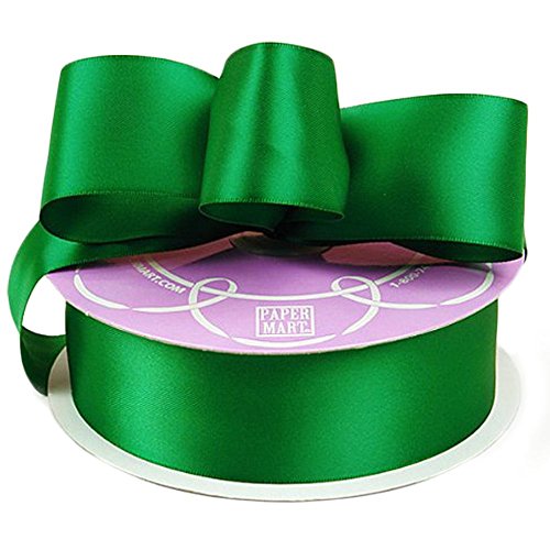 Paper Mart Satin Ribbon for Holiday Gift Wrap & Crafting, Emerald, 1.5 Inch x 50 Yd