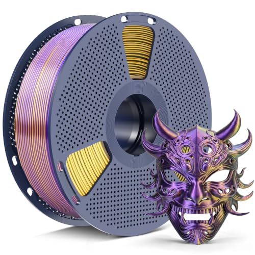 Image of SUNLU Silk Tri Color PLA+ Filament 1.75mm, Black Gold Purple 3-in-1 Coextrusion Multi Color PLA Filament, 360Color-Shifting Chrome-Like Shine, ±0.02mm Accuracy, 1kg Reusable Spool (2.2lbs)
