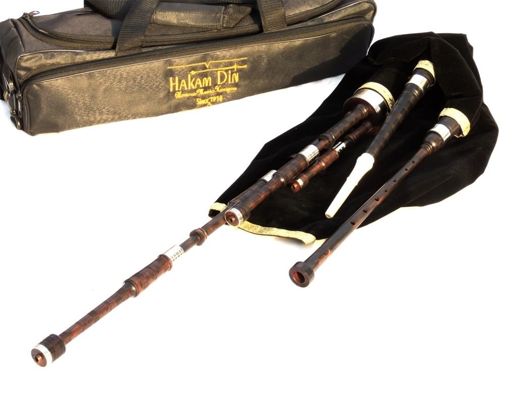 Lowland Border Pipes in A, mundgeblasener oder Balggeblasener schottischer Student Halblanger Dudelsack mit Chanter gestimmt auf A bei 440 Hertz, Anfängerrolle Pfeifen (mundgeblasen)