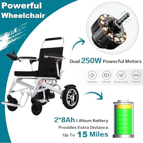 2023 16AH Battery Electric Wheelchairs for Adults, Folding Electric Wheelchairs, 20Miles Travel Range,Foldable Electric Wheelchairs for 300 pounds, All Terrain Wheelchair - Thumbnail 4