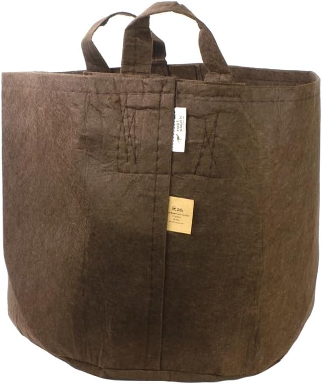 Root Pouch 10-Pack 25 Gallon, Brown Fabric Plant Pot with Handles