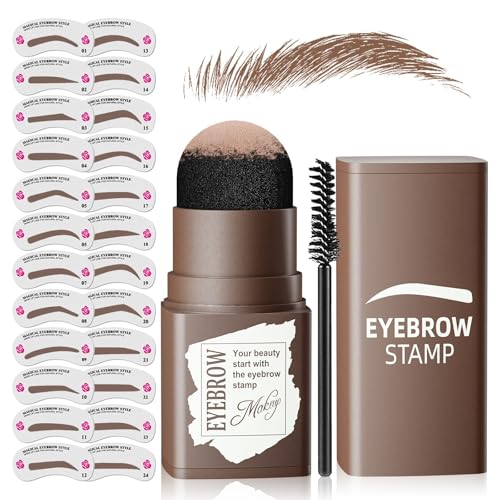 Eyebrow Stamp Stencil Kit - Eyebrow Powder with Brush Long-Lasting & Waterproof Brow Shaping Kit...