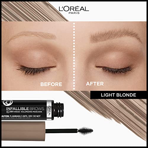 L'Oreal Paris Infallible Volumizing 24H Wear Brow Mascara, Long Lasting Eyebrow Makeup for 2X Fuller Eyebrows, 8.0 Light Blonde, 0.13 Fl Oz - image 2