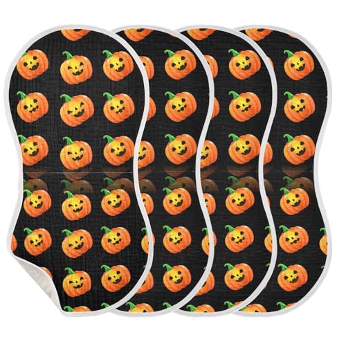Muslin Burp Cloth for Baby 2PCS Halloween Pumpkins Black Super Absorbent Burping Cloths, Bibs for Newborn Boys Girls3
