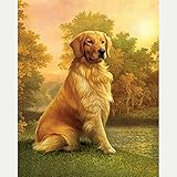 Reofrey 5D Diamond Painting Kit Grass Dog Golden Retriever Full Drill, Paint with Diamonds Art...