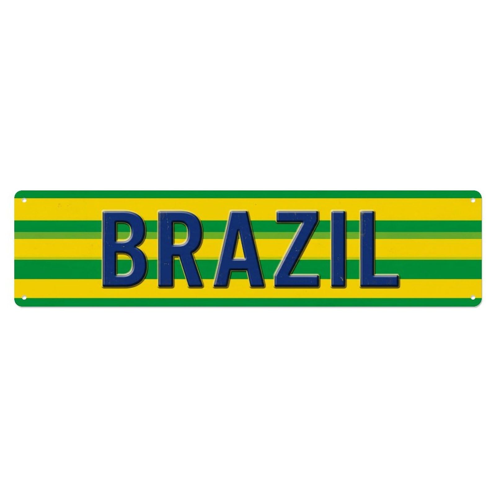 Metal Tin Sign Brazil Flag Vintage