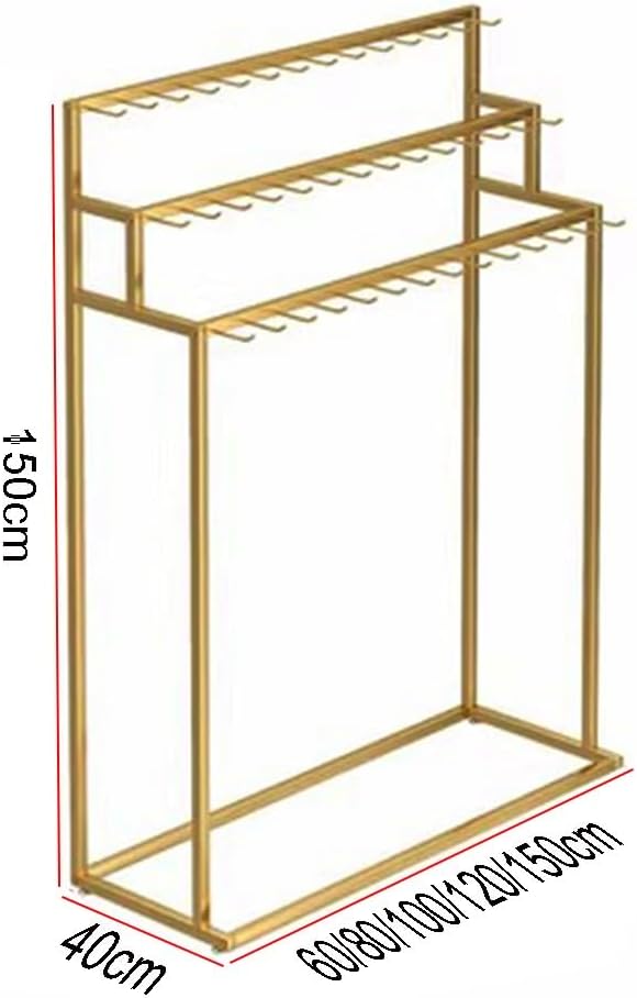Belt Rack, Metal Floor Standing Belt Display, Clothing Retail Store Commercial Shelves, Multifunctional Hanging Hook Tie Racks,Black-120x40x150cm