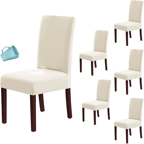 Miniatura 8 de H.VERSAILTEX Juego de 4 fundas 100% impermeables para sillas de comedor, fundas elásticas para sillas de comedor, fundas protectoras para sillas de