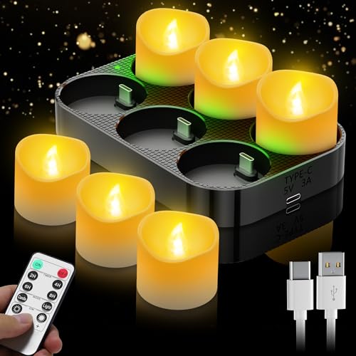 daphomeu Wiederaufladbare LED Teelichter 6 Stück mit Fernbedienung,...