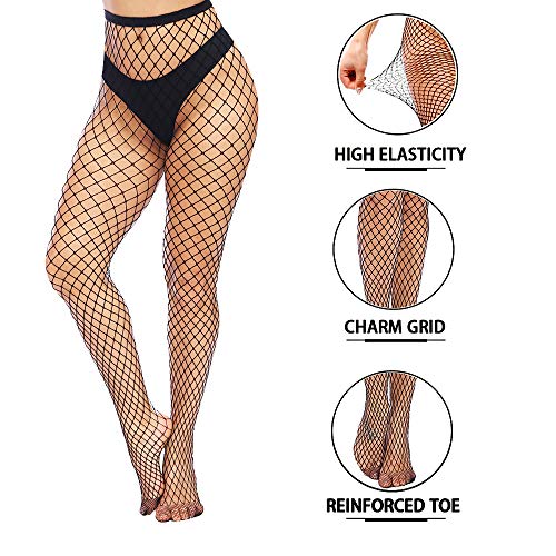 Image of Fishnet Stockings for Women, Black Fishnets Fish Net Stocking High Waist Sexy Tights Pantyhose Mesh Stockings