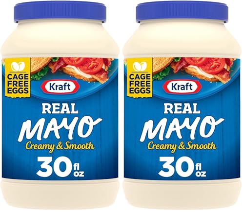 Kraft Real Mayo Creamy & Smooth Mayonnaise - Classic Spreadable Condiment for Sandwiches, Salads and Dips, Made with Cage-Free Eggs, For a Keto and Low Carb Lifestyle, 30 fl oz Jar (Pack of 2)