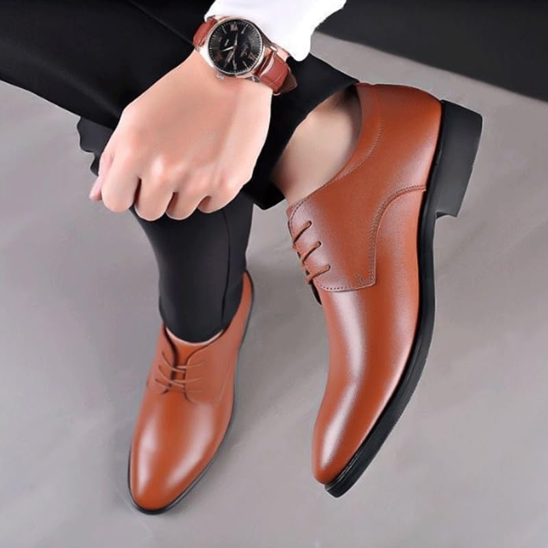 Men's Plain Toe Oxford Shoes Business Formal Derby Dress Sneakers Breathable Lace Up Shoes for Office Wear3