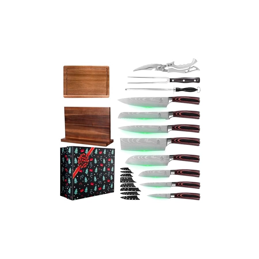 Dragon-Knife-Gifts13pcs-gift-box-Knife-Set-with-Magnetic-Knife-Block-HolderCutting-Boardskitchen-Scissorsturkey-forksharpening-rodKitchen-Knife-Set-First-choice-for-gift-giving-Coffee-wood Dragon Knife Gifts13pcs gift box Knife Set with Magnetic Knife Block Holder,Cutting Boards,kitchen Scissors,turkey fork&sharpening rod,Kitchen Knife Set First choice for gift giving (Coffee wood)