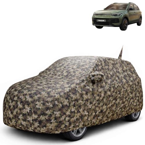 Image of KINGSWAY JungleTech 100% Waterproof Car Cover Only with Taigun (Year 2026 Onwards - All Model) | Mirror and Antenna Pockets | Scratchproof | All Weather Car Body Cover
