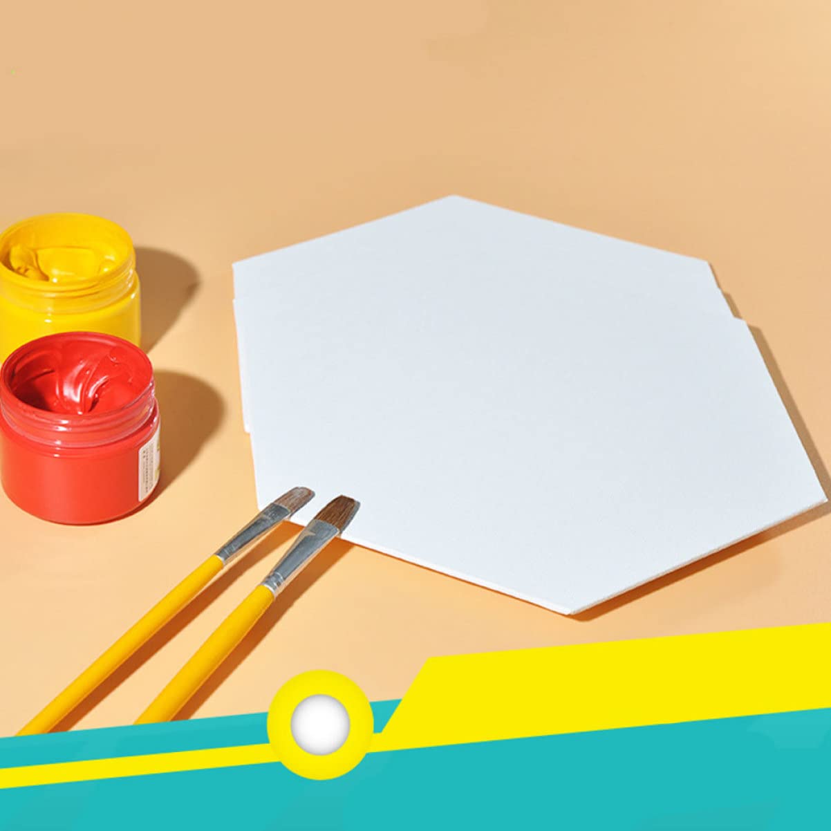 Veemoon 3 Tableros Hexagonales de Algodón y Estables para Pintura al Óleo, Lienzos Blancos Fáciles de Transportar para Dibujo Artístico y Bricolaje