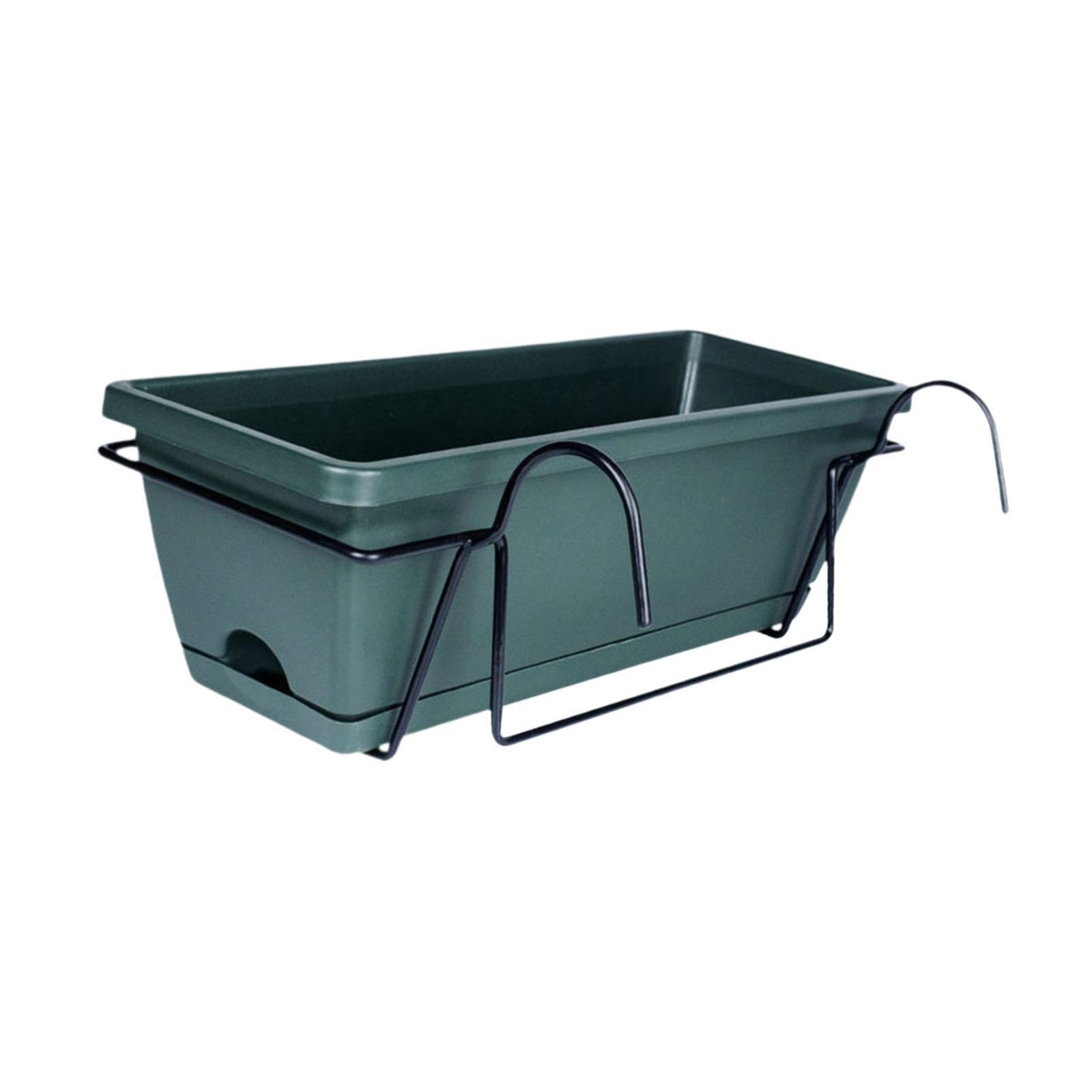 Quxvuis Dark Green Garden Fence Vegetable Planting Pot With Tray Gift Idea For Housewarmings And Parties Hanging Planter Vegetable Planting Pot With Tray Balcony Planter, 43X19x15cm