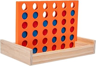 BERYART Wooden Four in a Row Game, 2 Players Montessori Strategy Board Game for Kids Adults Family, 4 in a Row Connect Gam...