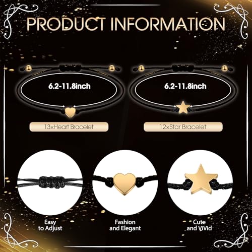 Misdary 25 Set Birthday Party Gift Favors for Guests Adjustable Wish Bracelets Thank You Cards Birthday Bracelets with Heart Star Charm Bags for Birthday Anniversary Guest Souvenirs(25,40th Birthday)2