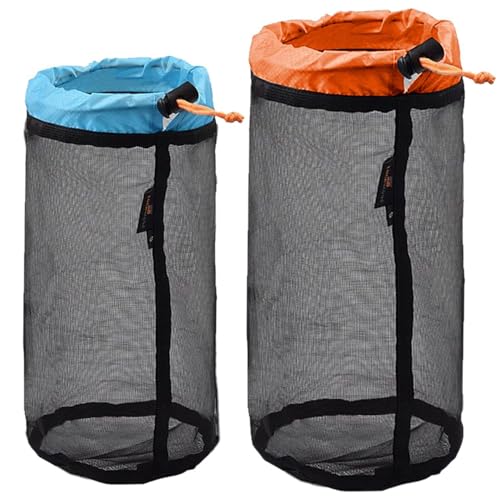 YSJCHEBS Bolsa De Almacenamiento De Malla De 2 Piezas, Bolsa De Almacenamiento Portátil, Bolsa De Malla con Cordón, Bolsa De Almacenamiento De Viaje, Bolsa De Almacenamiento para Acampar (Negro)