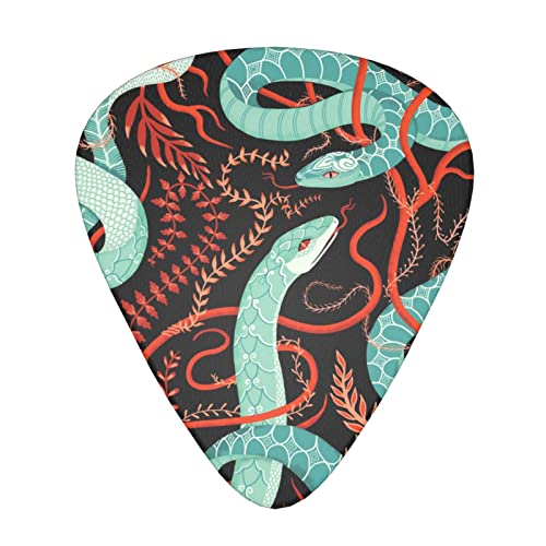 Lot de 24 médiators imprimés serpent et fleurs pour guitare acoustique, électrique, basse (0,46/0,71/0,96 mm) - Les Beatles, Paul McCartney, John Lennon, RIngo Starr, George Harrison Lot de 24 médiators imprimés serpent et fleurs pour guitare acoustique, électrique, basse (0,46/0,71/0,96 mm)