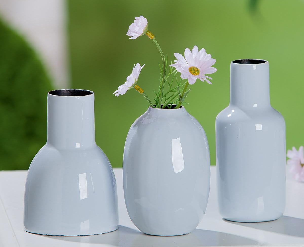 Pack of 6 Decorative Vase, Small, Metal, Blue, PU 6, Assorted 3 times, L. 7 cm, W. 8 cm, H. 12 cm, Multicolour
