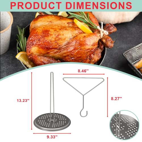 WEBROIL Turkey Fryer Stand Kit for Deep Frying Pot Grill, Hanger Poultry for Vertical Chicken Roasting, Stainless Steel Frying Rack with Lifter Hook & Stable Holder Base for Deep Fryer and BBQ Grill by WEBROIL - Image 4